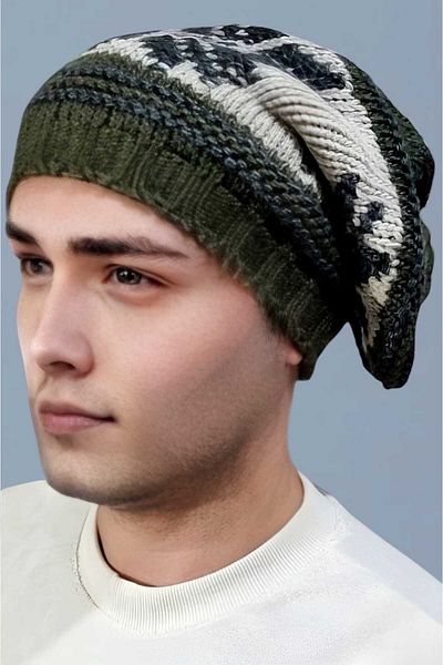 Uniquetrenders Мъжка плетена шапка с шарка на снежинки