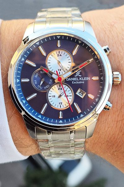 Daniel Klein Exclusive Dual Time Waterproof Men's Wrist Watch - with 12/24 Hours Calendar