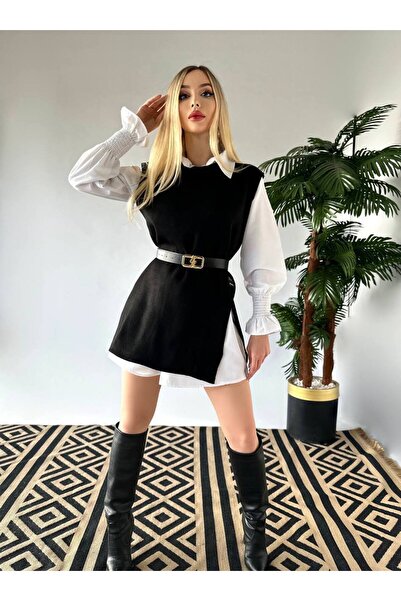 NEW STATION New Statıon Süveter triko gömlek elbise kemer takım