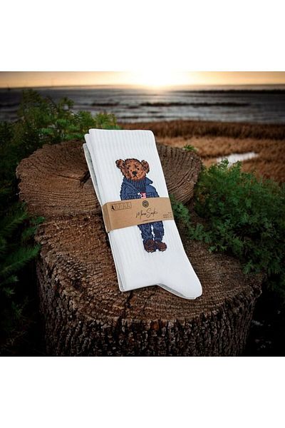 Mono Socks - Pack of 2 Blue Jacket Teddy Bear Tennis Socks