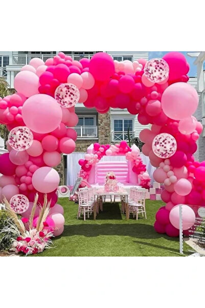 BALON DİYARI 40 Adet Fuşya - Pembe Şeffaf Konfetili Kaliteli Balon Seti