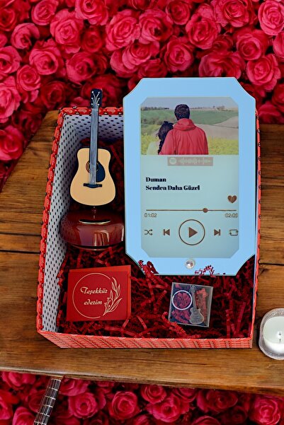 hediye Kişiye Özel Spotify Barkodlu Kendin Tasarla Fotoğraflı Büyük Boy Cam Ç...