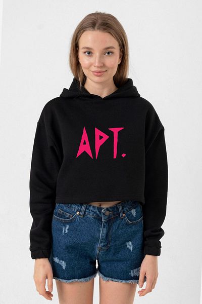 Tshirthane Blackpink Apt Black Women's Crop Hoodie