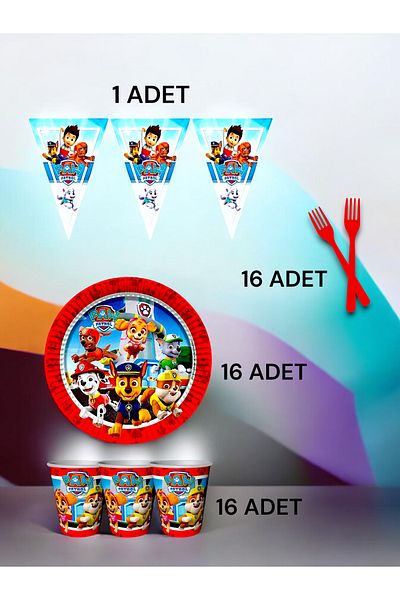 VibeHome Paw Patrol Themed S Pack for 16 - Birthday Party and Fun Events