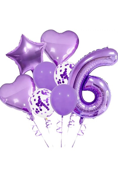 CANSIN مجموعة بالونات أرجوانية لعمر 6 سنوات