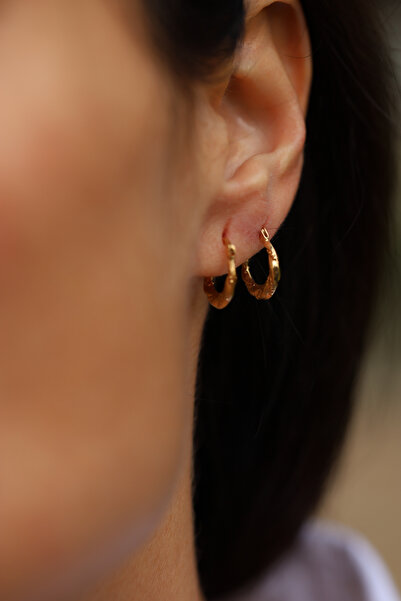 Yenigün Kuyumculuk 14 Ayar Altın Desenli Halka Küpe