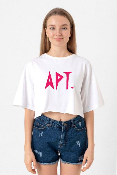 Tshirthane Blackpink Apt White Women's Crop T-Shirt