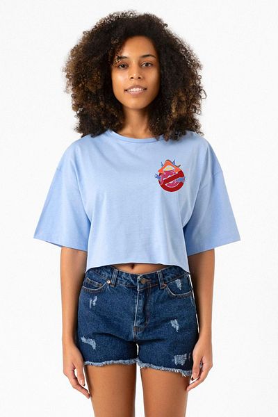 Tshirthane He Man Ghostmasters Logo Baby Blue Women's Crop Tshirt