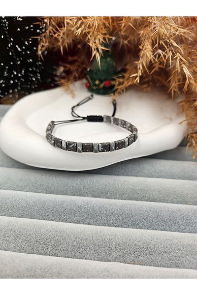 AURA Men's Bracelet - Natural Stone Hematite Stone