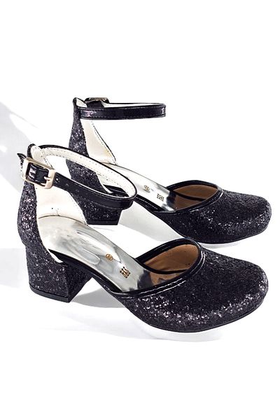 BDKButik Glitter Detailed Children's Heeled Evening Shoes - Short Heeled