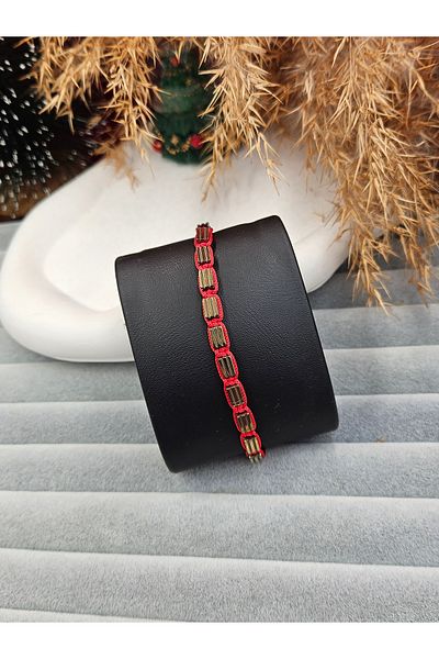AURA Red Macrame Braid Handmade Natural Stone Bracelet