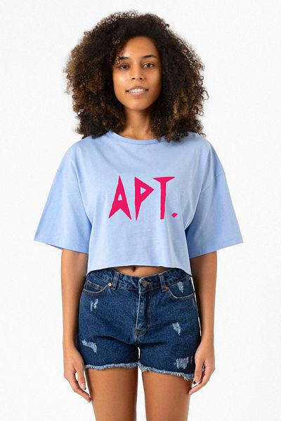 Tshirthane Blackpink Apt Baby Blue Women's Crop T-Shirt