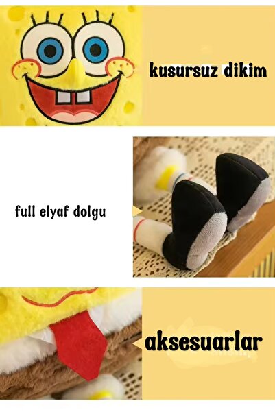 NB market Sünger Bob Peluş Oyuncak Kawaii Uyku Arkadaşı 35cm Yeni Stil Sünger Bob Serisi