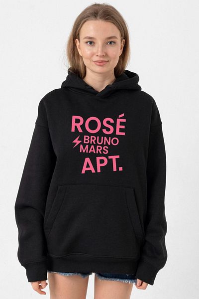 Tshirthane Blackpink Rose Bruno Mars Apt - Black Hoodie Women 3Ip