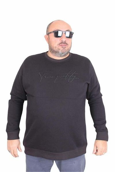 Starbattal Ανδρικό μαύρο φούτερ μεγάλου μεγέθους - Crew Neck, Twenty 24200
