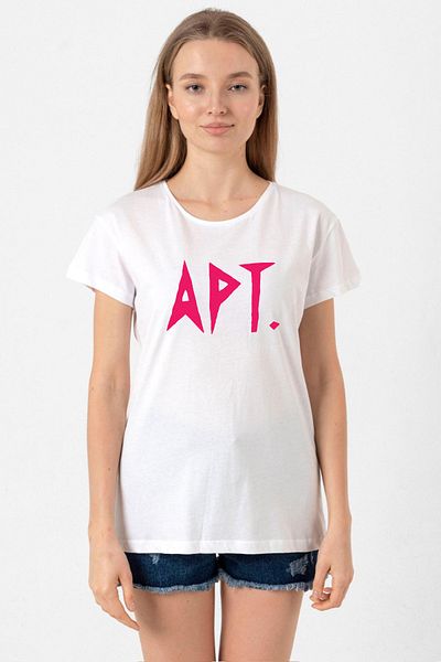 Tshirthane Blackpink Apt White Women's Bicycle Collar Tshirt