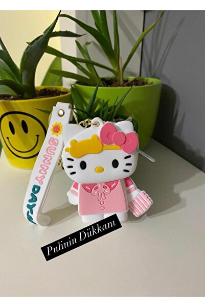 Tasarım Hello Kitty Figürlü Silikon Cüzdanlı Anahtarlık , Çanta Aksesuarı Ve ...