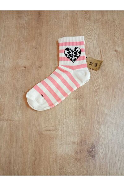 ENEFENDİ Κρεμ ροζ - Βαμβακερές μαλακές γυναικείες κάλτσες Arakonç με σχέδιο κ...