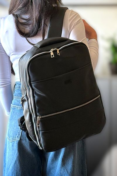 Aggu Bebe Nons Unisex Black Waterproof Multi-Compartment Business School Travel Backpack with Laptop Compartment