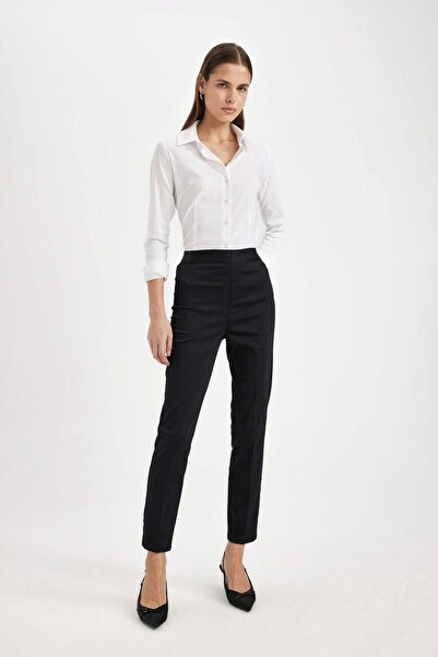 DeFacto Women's Black Canvas Trousers - J8743Az/Bk81