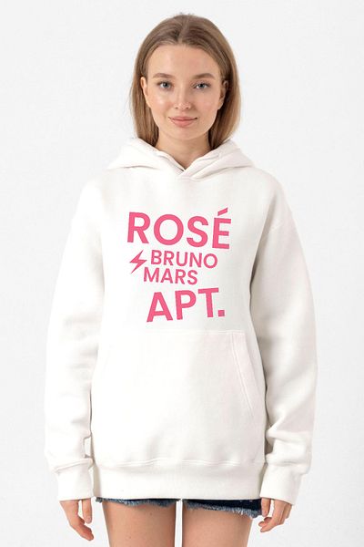 Tshirthane Blackpink Rose Bruno Mars Apt White Women's 3Ip Hooded Sweatshirt
