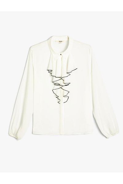 Koton Classic Collar Long Sleeve Ruffle Shirt