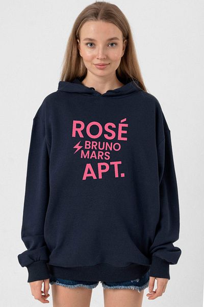 Tshirthane Navy Blue Women's Hoodie 3Ip - Blackpink Rose Bruno Mars Apt