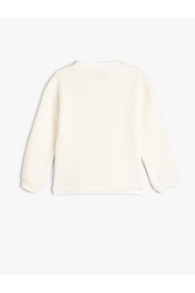 Koton Oversize bavlněná mikina s potiskem Cat - Crew Neck, dlouhý rukáv