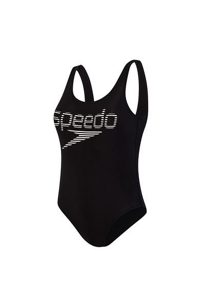 SPEEDO Logo Deep U-Bk Hi Leg 1Pc Af Blk/Wht