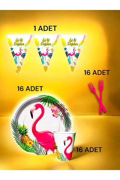 VibeHome Flamingo Themed S Pack for 16 - Birthday Party and Fun Events