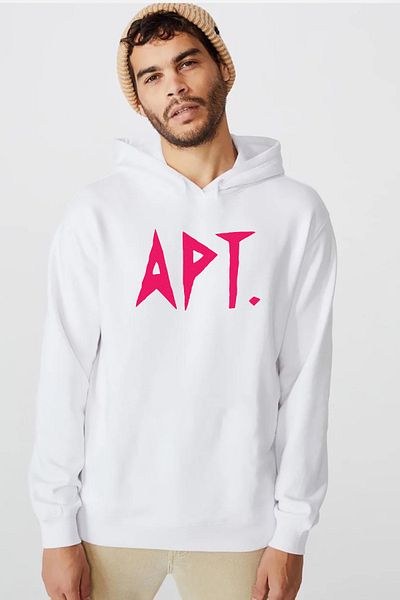 Tshirthane Ανδρικό φούτερ Blackpink Apt White με κουκούλα 3 κορδονιών