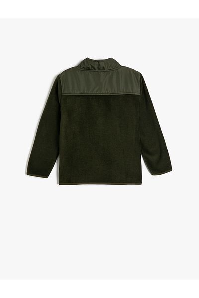 Koton Zippered Fleece Sweatshirt Stand Collar