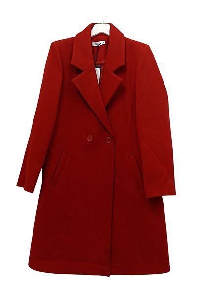 Puane Women's Lined Double Buttoned Stamp Double Breasted Lapel Coat 15171