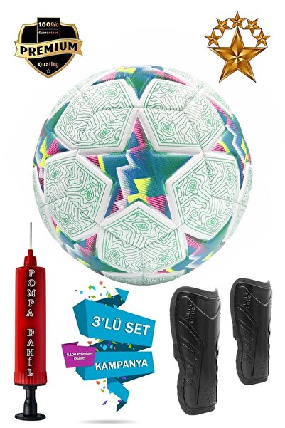 woodhub Orijinal Futbol Topu Şampiyonlar Ligi Pompalı 3'lü Set Sert Zemin Hal...