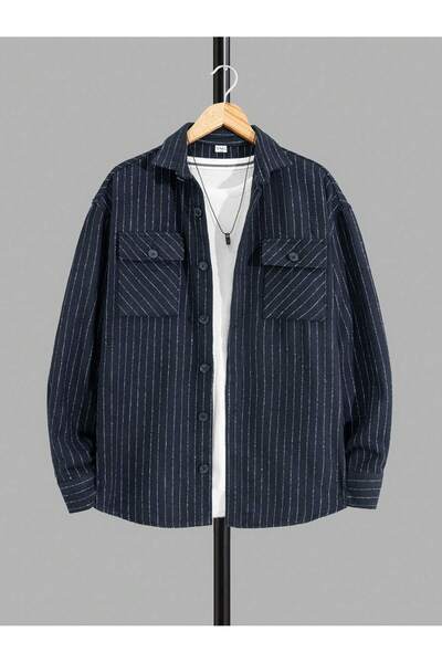 YNGMENCLASS DOKULU ÇİZGİLİ CEKET GÖRÜNÜMLÜ KAŞE GÖMLEK