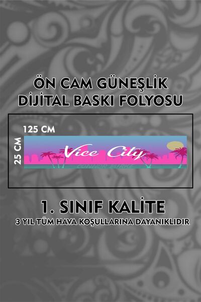 3M Vice City Ön Cam Güneşlik Dijital Baskı Folyo / Dijital Baskı / Yapışkanlı...