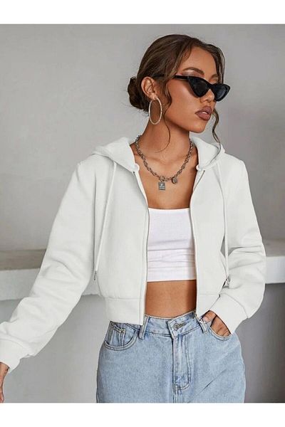 Zel Hanorac cardigan din lână, cu glugă, cu fermoar, cu glugă