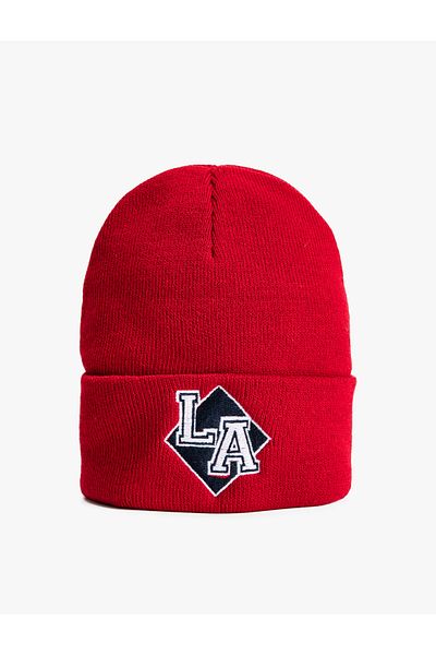 Koton College Embroidered Beret with Folding Detail