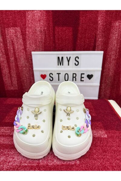 Akınal Bella Zincirli Taşlı Cross Beyaz