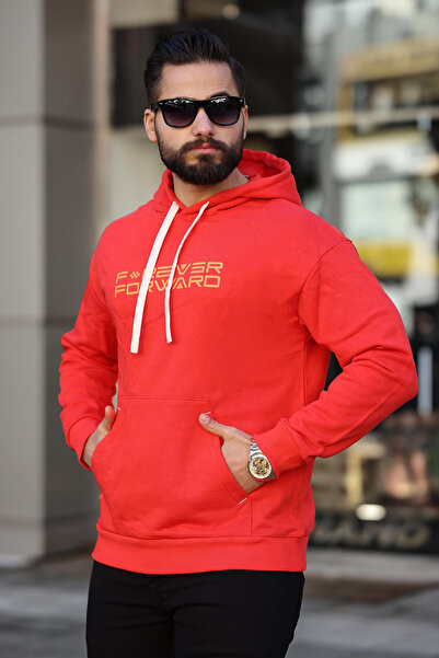 TOMMY LIFE Erkek Kapüşonlu Baskılı Sweatshirt 88406 Fiesta