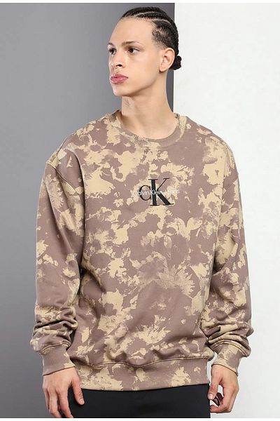 Calvin Klein Ck Hoodie - Camo Aop, Crew Neck, Relaxed Cut