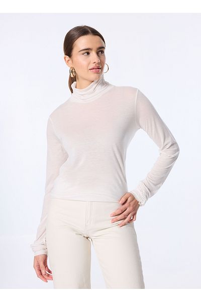 Sisley Stand Collar Regular Beige Sweater Women 3N1Wl2100