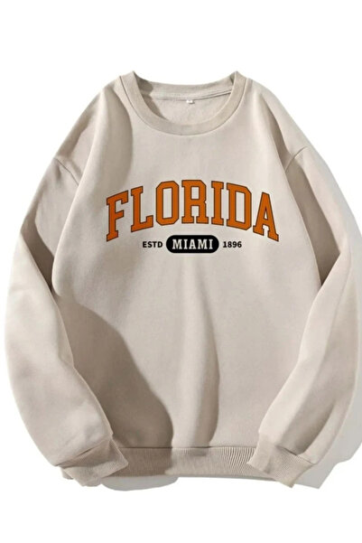Wish BF Unisex Φούτερ Florida με τύπωμα με λαιμόκοψη oversized