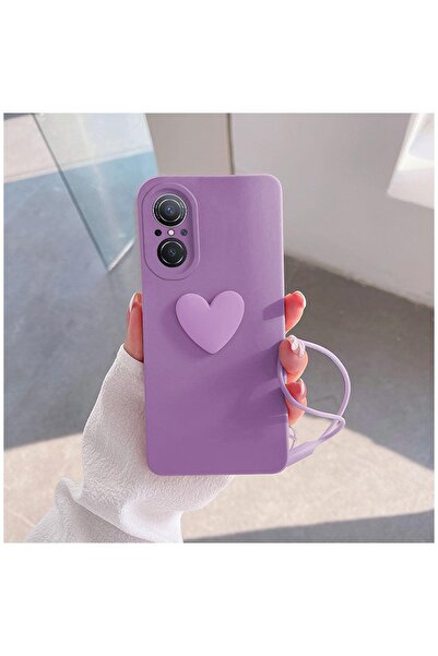 Zebana Huawei Nova 9 SE Uyumlu Kılıf Kalpli Love Silikon Kılıf Lila