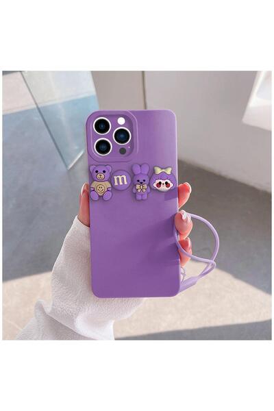Zebana Apple iPhone 15 Pro Compatible Case Love Bear Silicone Case Lilac