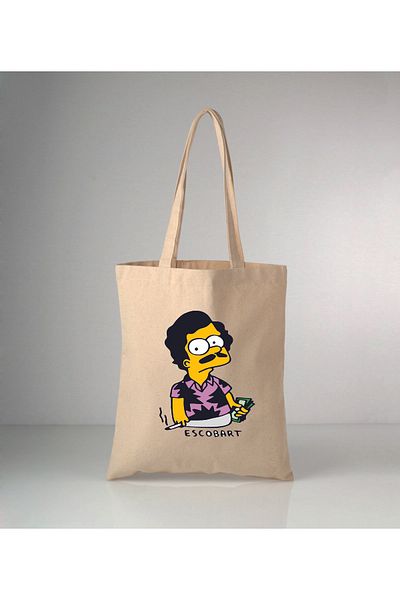 GİFTORA Funny Humor-14 Escobart Printed Raw Cloth Bag 35X40 cm