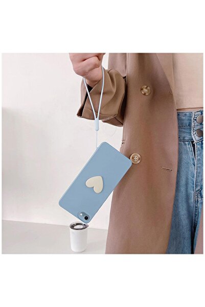 Zebana Apple iPhone 7 Compatible Case Heart Love Silicone Case Light Blue