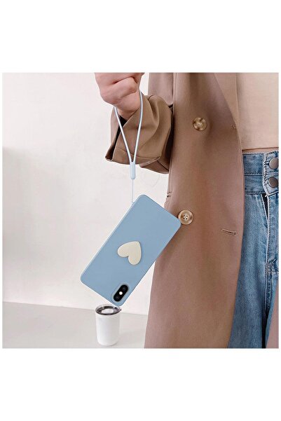 Zebana Apple iPhone X Compatible Case Heart Love Silicone Case Light Blue