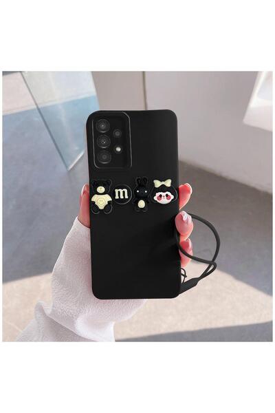 Zebana Samsung Galaxy A32 Compatible Case Love Bear Silicone Case Black
