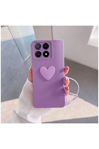 Zebana Xiaomi Poco X6 Pro 5G Uyumlu Kılıf Zebana Kalpli Love Silikon Kılıf Lila